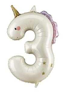 Opakowanie Balon foliowy Cyfra 3 Jednorożec 93cm