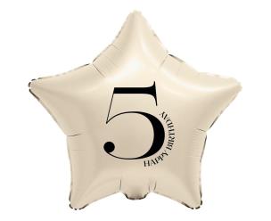 Opakowanie Balon foliowy Gwiazda kremowa cyfra 5 44cm