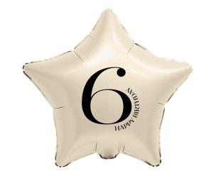 Opakowanie Balon foliowy Gwiazda kremowa cyfra 6 44cm