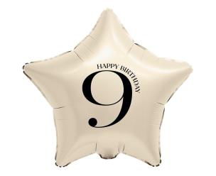 Opakowanie Balon foliowy Gwiazda kremowa cyfra 9 44cm