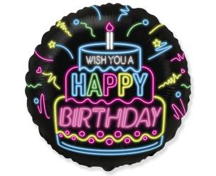 Opakowanie Balon foliowy Happy Birthday neon 45cm