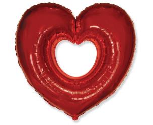 Opakowanie Balon foliowy Serce otwarte czerwone 60cm