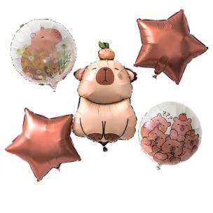 Opakowanie Balony foliowe matowe kapibara - gwiazdka 5szt