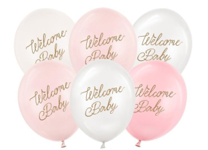 Opakowanie Balony Welcome Baby mix różowy 30cm 6szt