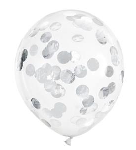 Opakowanie Balony z konfetti kółka srebrny 30cm 6szt