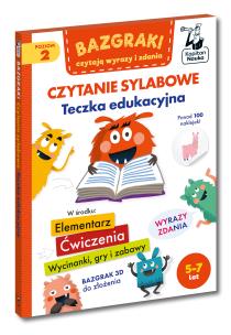 Okładka książki Bazgraki czytają wyrazy i zdania. Czytanie sylabowe. Teczka edukacyjna. Kapitan Nauka