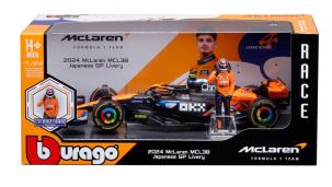 Opakowanie Bburago Model 1:24 BOLID F1 McLaren MCL38 FIGURKA NORRIS GP JAPONII 2024 18-28040