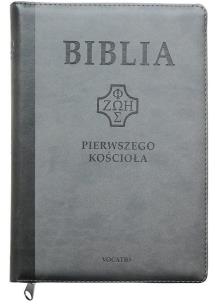 Okładka książki Biblia pierwszego Kościoła z paginat. suwak szary