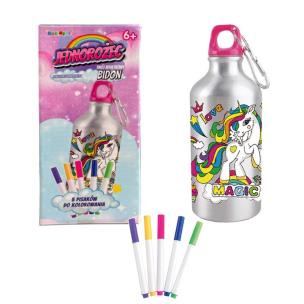 Bidon 500ml z Jednorożcem do kolorowania. Wydawca: Norimpex. Multiszop.pl Opakowanie Bidon 500ml z Jednorożcem do kolorowania