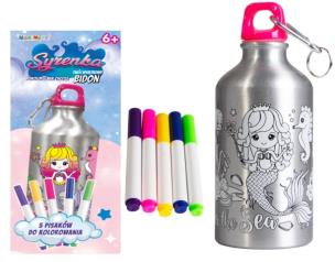 Bidon 500ml z Syrenką do kolorowania. Wydawca: Norimpex. Multiszop.pl Opakowanie Bidon 500ml z Syrenką do kolorowania