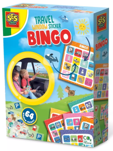 Bingo podróżne naklejki na szybę auta 64szt. Wydawca: SES. Multiszop.pl Opakowanie Bingo podróżne naklejki na szybę auta 64szt