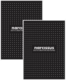 Blok A4 60k kropki Narcissus czarny klejony z góry 2 sztuki. Wydawca: Narcissus. Multiszop.pl Opakowanie Blok A4 60k kropki Narcissus czarny klejony z góry 2 sztuki