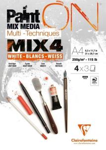 Opakowanie Blok A4 białych papierów mix4 250g 12ark