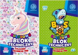 Opakowanie Blok kolorowy barwiony A3/10k 170g (10szt) ASTRA