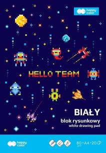 Blok rysunkowy A4/20K Pixi biały HAPPY COLOR. Wydawca: GDD. Multiszop.pl Opakowanie Blok rysunkowy A4/20K Pixi biały HAPPY COLOR