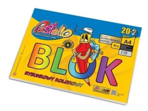Blok rysunkowy A4 80g kolorowy 22 kartki. Wydawca: Alfa Pastello. Multiszop.pl Opakowanie Blok rysunkowy A4 80g kolorowy 22 kartki