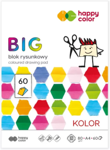 Blok rysunkowy kolorowy A4/60K BIG HAPPY COLOR. Wydawca: GDD. Multiszop.pl Opakowanie Blok rysunkowy kolorowy A4/60K BIG HAPPY COLOR