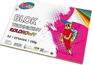 Blok techniczny A3 160g kolorowy 10 kartek. Wydawca: Alfa Pastello. Multiszop.pl Opakowanie Blok techniczny A3 160g kolorowy 10 kartek