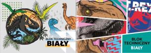 Blok techniczny A4/10K biały Jurassic park mix. Wydawca: Beniamin. Multiszop.pl Opakowanie Blok techniczny A4/10K biały Jurassic park mix
