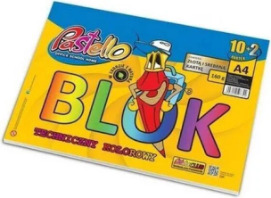Blok techniczny A4 160g kolorowy 12 kartek. Wydawca: Alfa Pastello. Multiszop.pl Opakowanie Blok techniczny A4 160g kolorowy 12 kartek