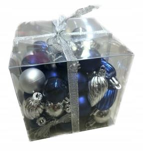 Opakowanie Bombki na choinkę nietłukące 50szt srebrne, granat