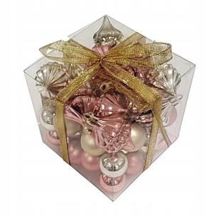 Opakowanie Bombki na choinkę nietłukące 50szt złote, różowe