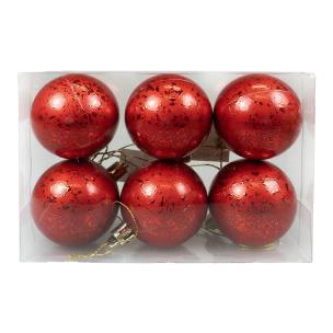 Opakowanie Bombki z efektem rosy czerwone 6szt