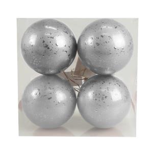 Opakowanie Bombki z efektem rosy srebrne 4szt