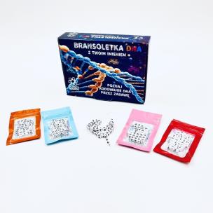 Bransoletka DNA z twoim imieniem. Wydawca: Science Boards. Multiszop.pl Opakowanie Bransoletka DNA z twoim imieniem