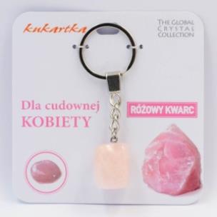 Brelok Dla cudownej kobiety różowy kwarc. Wydawca: Kukartka. Multiszop.pl Opakowanie Brelok Dla cudownej kobiety różowy kwarc