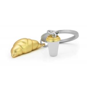 Opakowanie Brelok do kluczy 3D croissant z kubkiem kawy