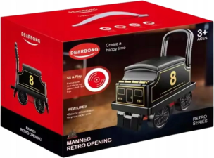 Chodzik-jeździk Wagonik lokomotywy retro. Wydawca: Maksik. Multiszop.pl Opakowanie Chodzik-jeździk Wagonik lokomotywy retro