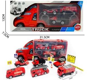 Opakowanie Cieżarówka transportowa straży pożarnej z autami