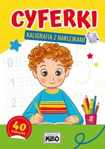 Cyferki. Kaligrafia z naklejkami. Autor: Opracowanie zbiorowe. Multiszop.pl Okładka książki Cyferki. Kaligrafia z naklejkami