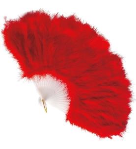 Czerwony elegancki wachlarz z piór. Wydawca: Widmann. Multiszop.pl Opakowanie Czerwony elegancki wachlarz z piór