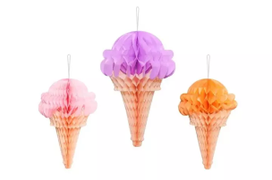 Opakowanie Dekoracje bibułowe Lody 20-30cm mix 3szt