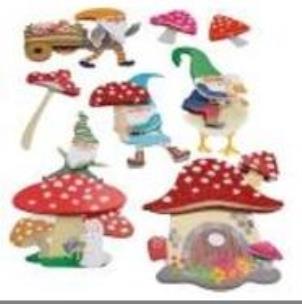 Opakowanie Dekoracje samoprzylepne papierowe 3D krasnale 8szt