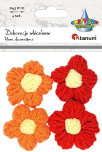 Opakowanie Dekoracje włóczkowe kwiatki 45mm 4szt