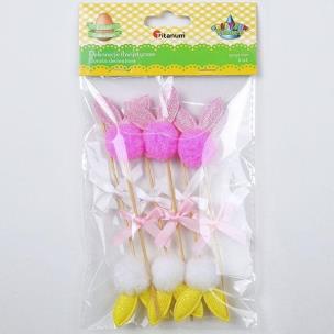 Opakowanie Dekoracje zajączki na piku 105mm 6szt