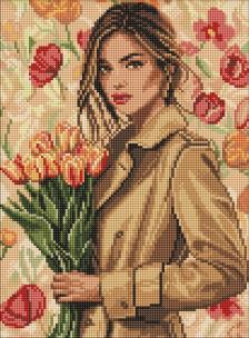 Opakowanie Diamentowa mozaika - Dziewczyna w płaszczu 30x40cm