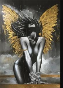 Opakowanie Diamentowa Mozaika Kobieta akt anioł czarno-złoty NO-1009331