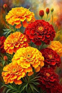 Opakowanie Diamentowa Mozaika Kwiaty aksamitki żółto-czerwone NO-2003127