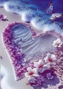 Opakowanie Diamentowa Mozaika Serce na wybrzeżu z kwiatami i motylami NO-2000596