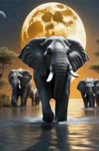Opakowanie Diamentowa Mozaika Słonie wędrujące na tle księżyca NO-2000185