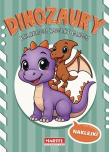Okładka książki Dinozaury. Kolorowy zawrót głowy. Kolorowanka z naklejkami