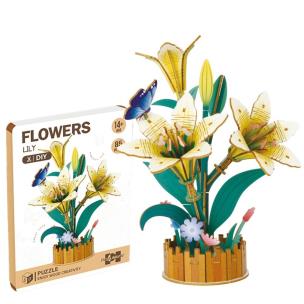Opakowanie DIY drewniane kwiatki 3D lilie