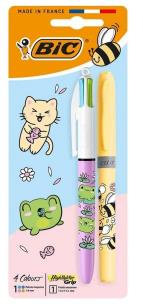 Opakowanie Długopis 4 Colors Kawaii mix+zakreślacz żółty BIC