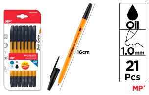 Opakowanie Długopis MP 1.0mm czarny blister 21 sztuk