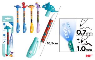 Opakowanie Długopis Szpiegowski UV z podwójną końcówką 0.7/1.0mm Dinozaury 1szt.mix