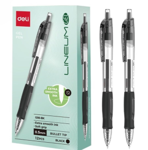Długopis żelowy 0,5mm Arrix czarny (12szt) DELI. Wydawca: DELI. Multiszop.pl Opakowanie Długopis żelowy 0,5mm Arrix czarny (12szt) DELI